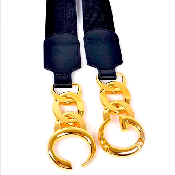 Black & Gold Metal Adjustable Elastic Waist Statement Belt - Picture 2 of 5